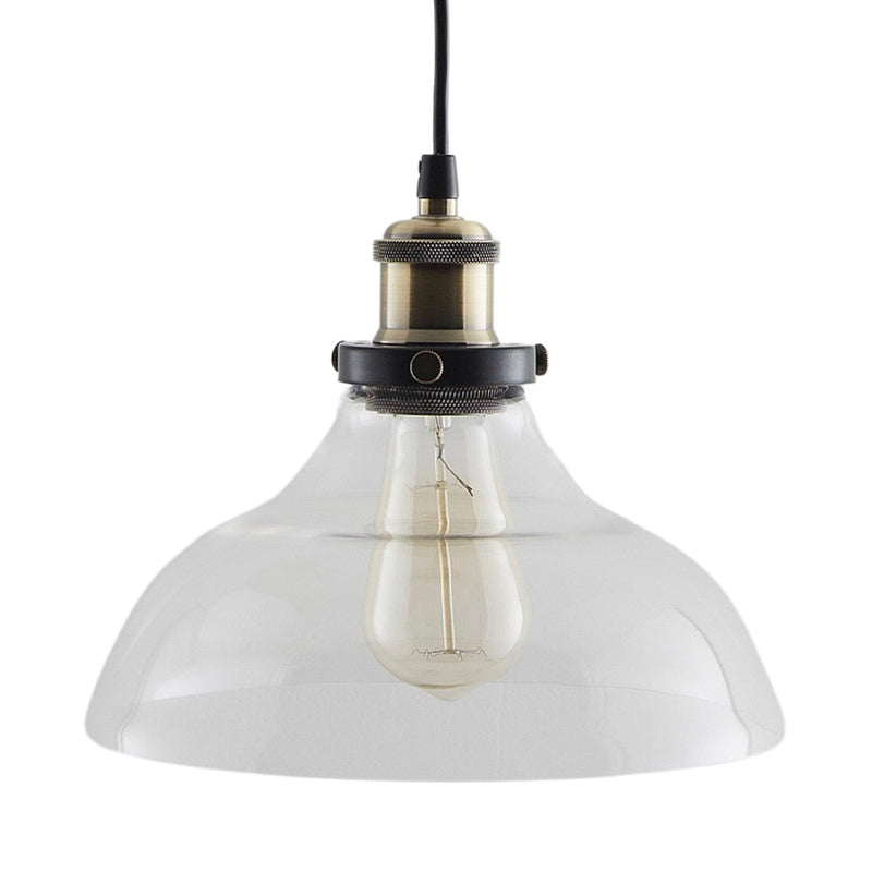 Clear Glass & Black Pendant Light