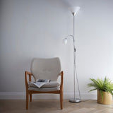 Matt Silver Flexible Reading Light Floor Lamp