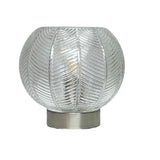 Brushed Chrome & Clear Ribbed Glass Vintage Globe Table Lamp 20cm