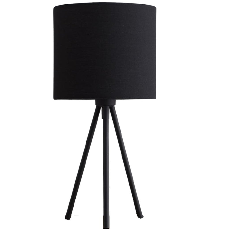 Britalia BRLLEENABLK/TL Black Metal Modern Tripod Desk Lamp with Black Cotton Drum Shade