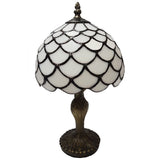 8" Cream Marble Effect Tiffany Art Deco Glass Vintage Dome Table Lamp 35cm