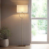Polished Brass Modern Floor Lamp with Shade