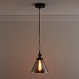 Black & Antique Brass Glass Pendant Lighting