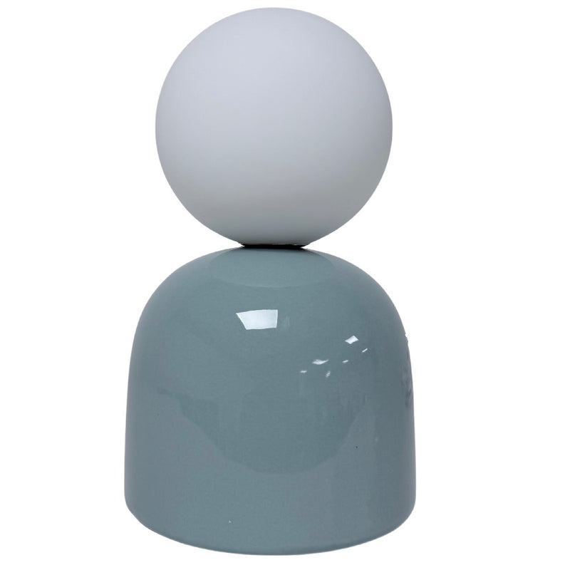 Britalia BRLMANILABL/TL Duck Egg Blue Ceramic Modern Table Lamp with Opal Ball Shade - 20cm Height