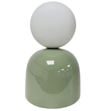 Britalia BRLMANILAGN/TL Sage Green Ceramic Modern Table Lamp with Opal Ball Shade - 20cm Height