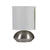 Satin Silver Modern Table Lamp Twin Pack