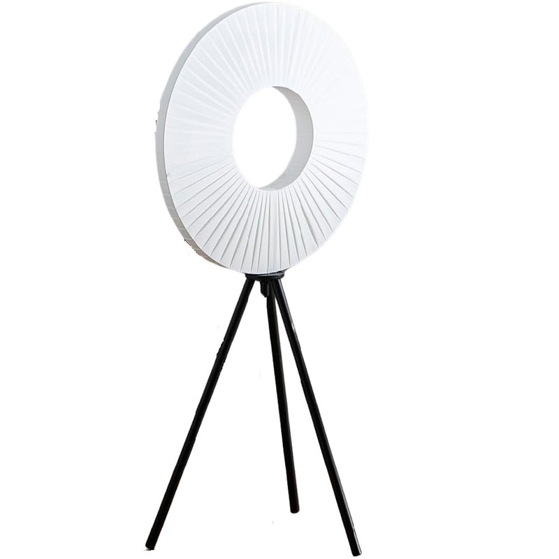 Britalia LRILEY/TL LED Black and White Modern Tripod Table Lamp with Sculptural Ring Shade - 80cm Height