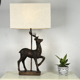 resin stag table lamp with shade