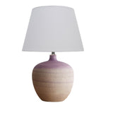 Britalia BRLTENBYLIL/TLWS Lilac and Cream Ceramic Urn Modern Table Lamp with White Drum Lamp Shade
