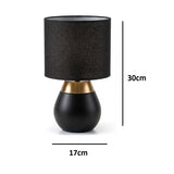 Black and Gold Bedside Touch Table Lamp