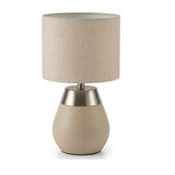 Britalia BRLTOCUCREAM/TL Cream Touch Table Lamp with Cream Fabric Drum Shade - 30cm Height