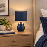 Navy Blue Bedside Touch Table Lamp