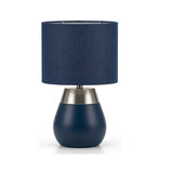 Britalia BRLTOCUNAVY/TL Navy Blue Touch Table Lamp with Navy Fabric Drum Shade - 30cm Height