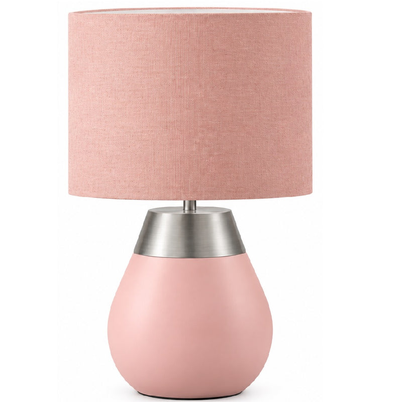 Britalia BRLTOCUPINK/TL Pink Touch Table Lamp with Pink Fabric Drum Shade - 30cm Height