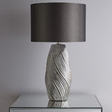 Polished Chrome Sculpture Table lamp with Grey Shade