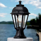 Black Outdoor Coastal Coach Lantern Pedestal Light