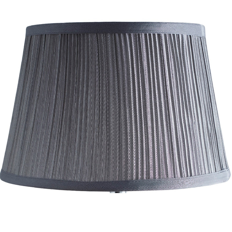 Britalia BRL14MPL/GREY Grey Faux Silk Vintage Mushroom Pleated Tapered Lampshade - 35cm Diameter (14 Inches)