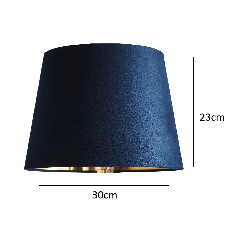 Navy Blue Velvet and Gold Inner Modern Easy Fit Tapered Drum Lampshade ...