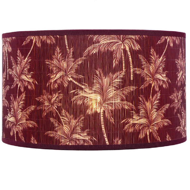 Britalia BRP107/12 BU Burgandy Bamboo Floral Design Fabric Vintage Easy Fit Non Electric Pendant &amp; Table Lamp Tapered Drum Shade - 30cm Diameter (12 Inch)