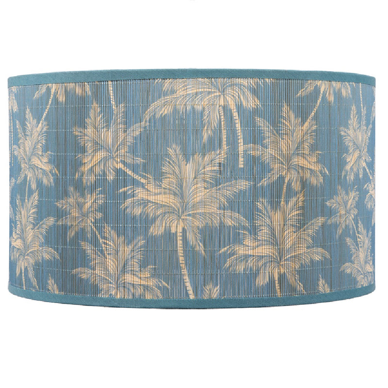 Blue Bamboo Floral Design Fabric Vintage Easy Fit Non Electric Pendant