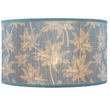 Britalia BRP107/12 CY Cyan Bamboo Floral Design Fabric Vintage Easy Fit Non Electric Pendant &amp; Table Lamp Tapered Drum Shade - 30cm Diameter (12 Inch)