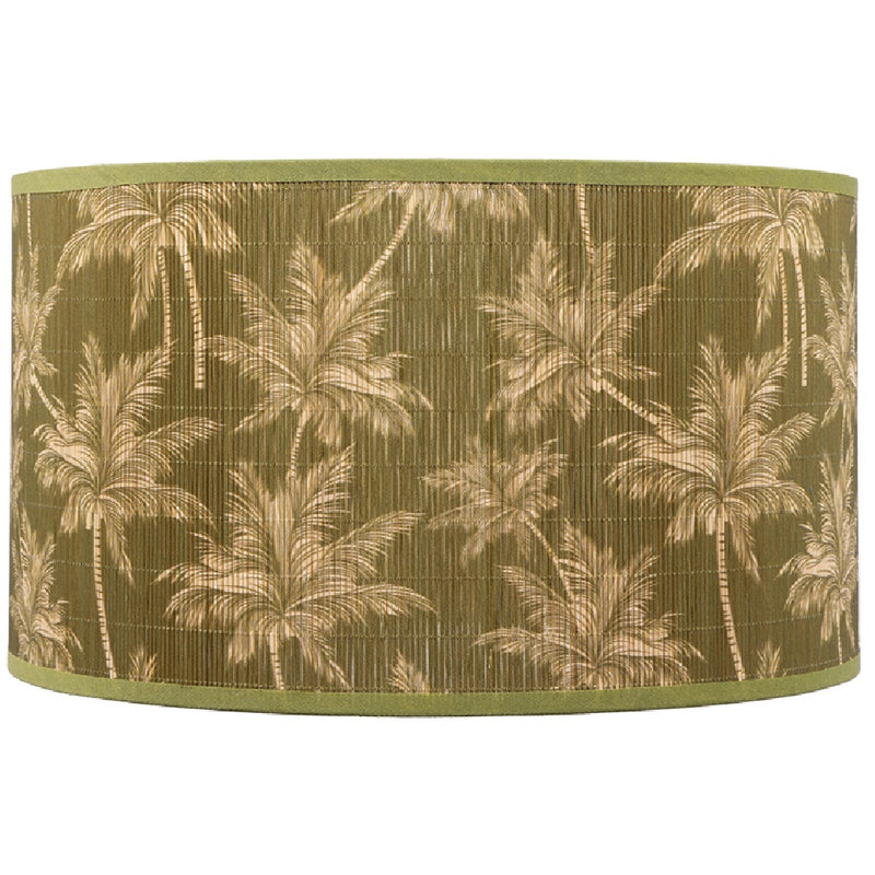 Britalia BRP107/12 OL Olive Green Bamboo Floral Design Fabric Vintage Easy Fit Non Electric Pendant &amp; Table Lamp Tapered Drum Shade - 30cm Diameter (12 Inch)