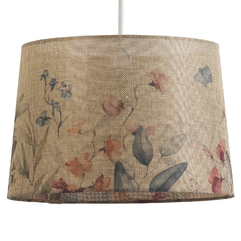 14" Beige Linen Floral Design Vintage Easy Fit Tapered Drum Shade 30cm