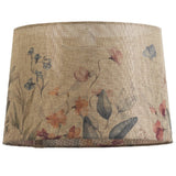 Beige Linen Vintage Floral Design Drum Shade