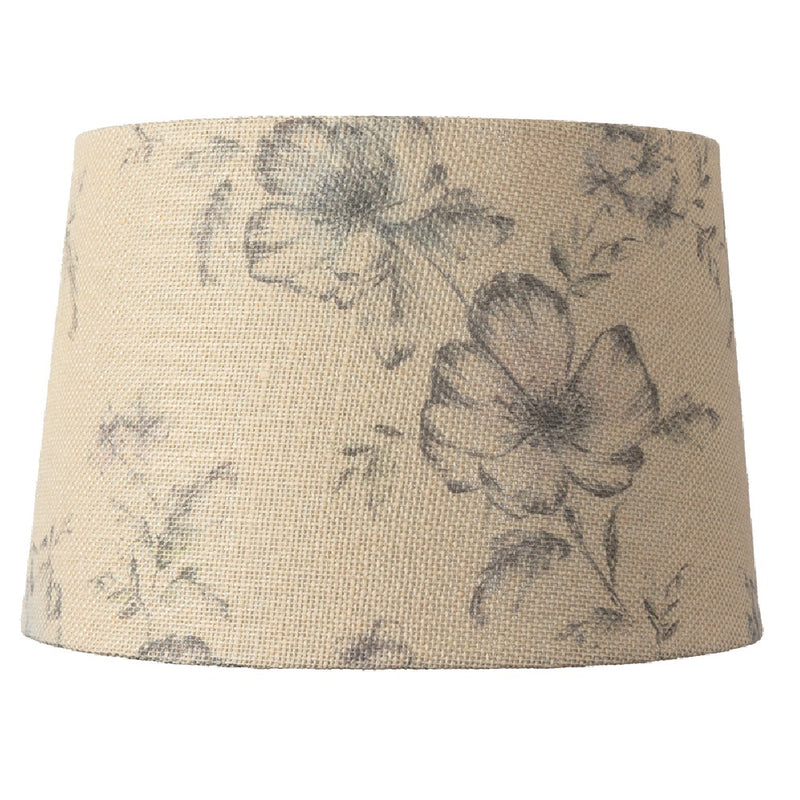 Britalia BRP905/12 NA Beige Linen with Navy Blue Floral Design Fabric Vintage Easy Fit Non Electric Pendant &amp; Table Lamp Tapered Drum Shade - 30cm Diameter (12 Inch)