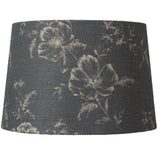Britalia BRP905/12 SL Slate Grey Linen Floral Design Fabric Vintage Easy Fit Non Electric Pendant &amp; Table Lamp Tapered Drum Shade - 30cm Diameter (12 Inch)