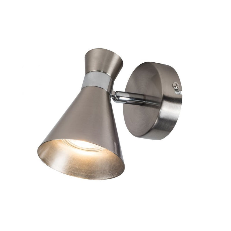 Satin Chrome Modern Single Spot Wall Light
