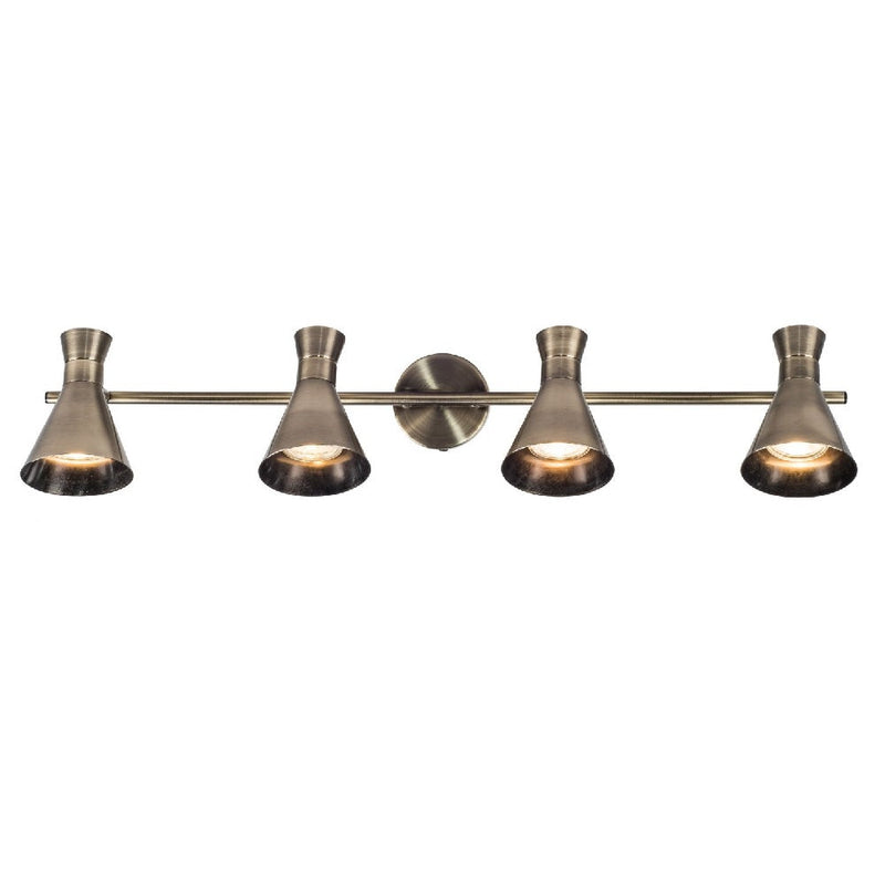 Antique Brass Vintage Adjustable 4 Lamp Bar Ceiling Spotlight