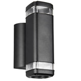 Britalia BR26446232 Matt Black Outdoor Modern Rectangular Up &amp; Down Wall Light IP44 - 21cm Height