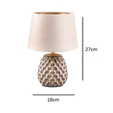 Velvet Shade and Brown Base Table Lamp