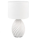 White Ceramic Modern Wave Pattern Table Lamp with White Shade 31cm