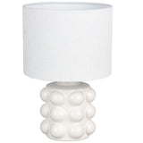 White Ceramic Modern Table Lamp with White Drum Shade 30cm