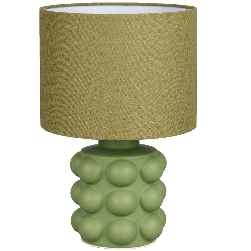 Britalia BR56481015 Green Ceramic Modern Bobble Table Lamp with Sage Green Drum Shade - 30cm Height