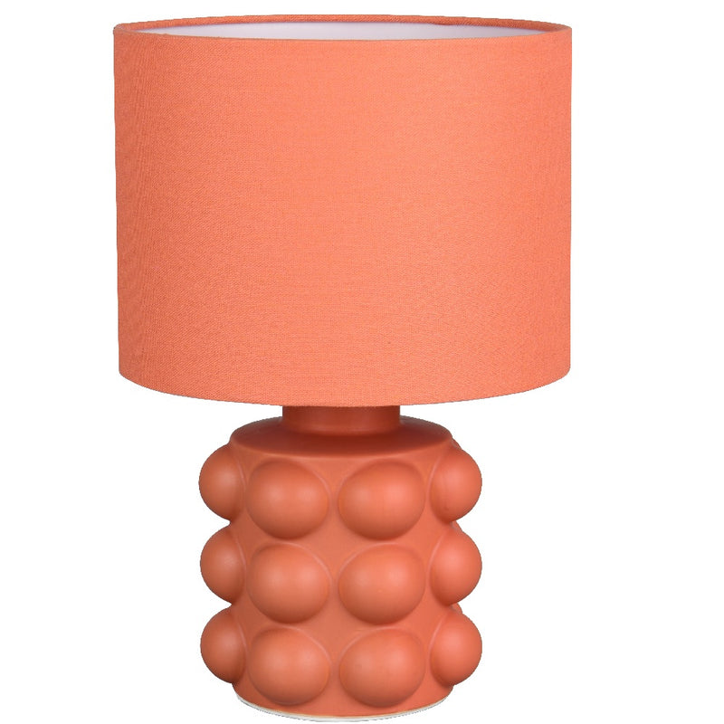 Britalia BR56481040 Terracotta Orange Ceramic Modern Bobble Table Lamp with Satsuma Orange Drum Shade - 30cm Height