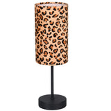 Britalia BR56741032 Black Metal Modern Table Lamp with Leopard Print Cotton Shade - 36.5cm Height