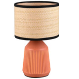 Britalia BR56801939 Terracotta Orange Ceramic Modern Table Lamp with Natural Woven Shade and Black Trim - 26.5cm Height