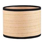 Modern terracotta bedside table lamp with woven natural lampshade