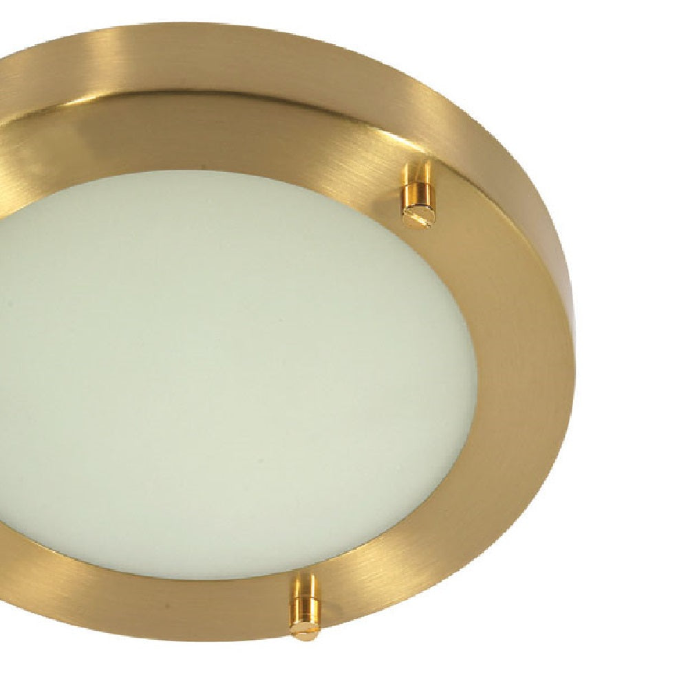 Satin Brass Round Flush Bathroom Light