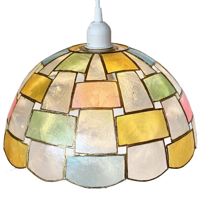 Multicoloured Capiz Shell Chequered design easy fit pendant