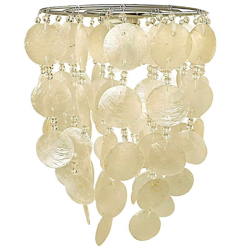 Britalia BRS16 Natural Capiz Shell with Acrylic Beads Vintage Easy Fit Pendant Shade - 25cm Diameter
