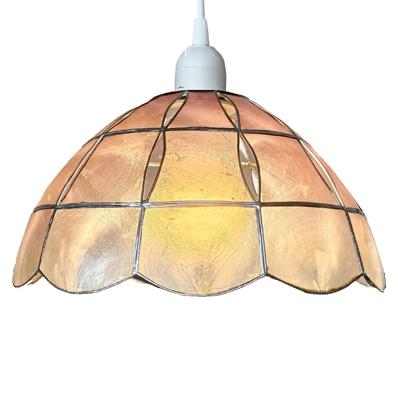 Britalia BRS3NS Pink Natural Opaque Capiz Shell Art Deco Vintage Easy Fit Dome Pendant Shade - 10" Diameter
