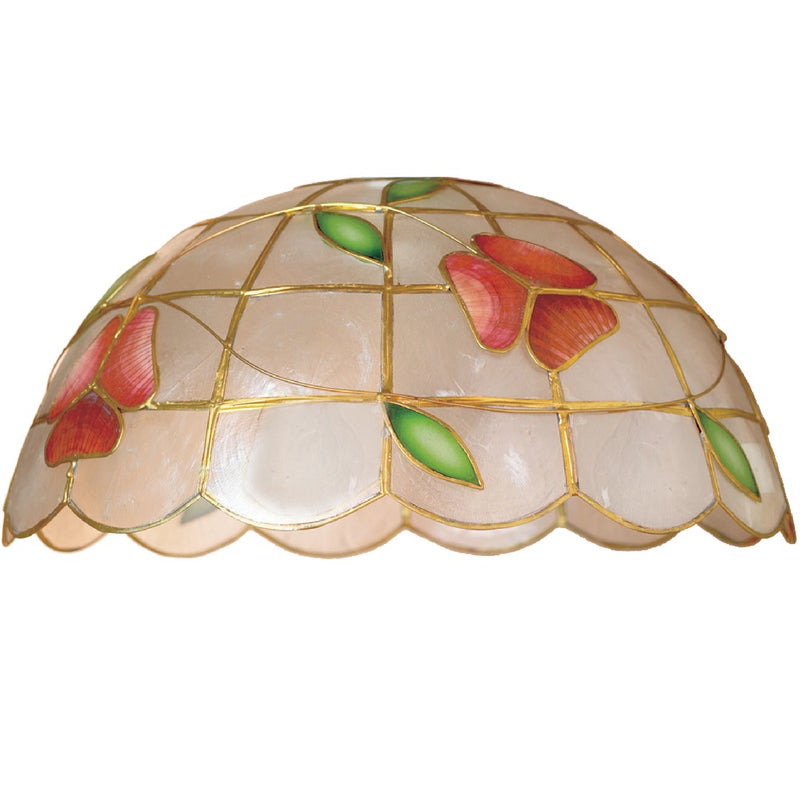 Britalia BRS21 Red Capiz Shell Flower Vintage Easy Fit Dome Pendant Shade - 13" Diameter