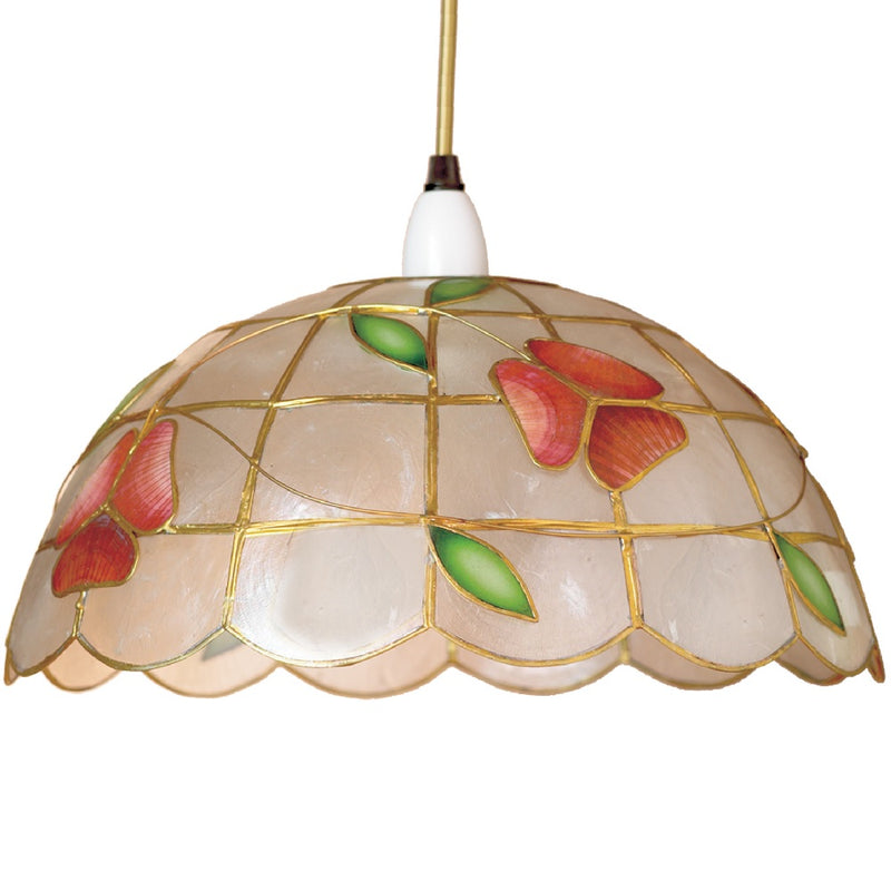 Red Capiz Shell Flower Vintage Easy Fit Dome Pendant Shade