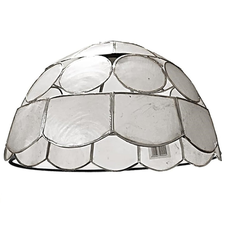 Britalia BRS3NS Silver Natural Opaque Capiz Shell Art Deco Vintage Easy Fit Dome Pendant Shade - 10" Diameter