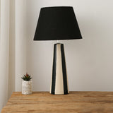 designer black lamp with tapered ceramic base