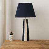 stylish bedside lamp with blue lampshade